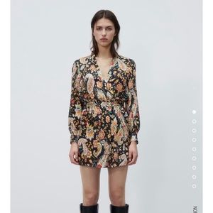 Printed new long sleeve v neck dress multi colored